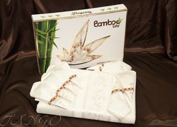 Bamboo life Скатерть + 8 салфеток крем белый - 9070-02